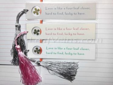 Lucky Bookmarks with green four leaf clover